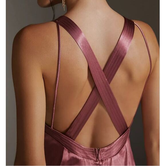 ANTHROPOLOGIE Women’s Cross-Back Satin Midi Dress size 8 - Picture 3 of 11